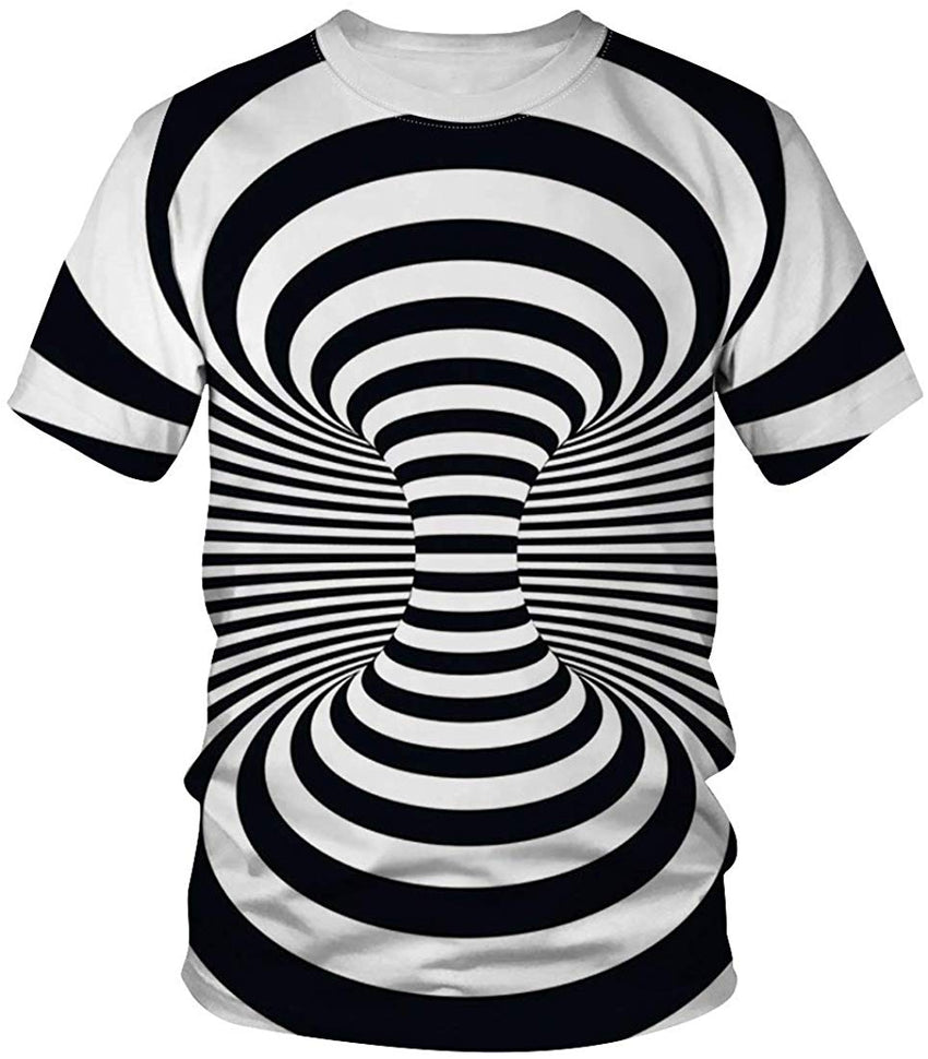 3D Print T Shirt Fashion Graphic Tee Crewneck Short Sleeve T Shirts for Men Women Optical Illusion Vortex