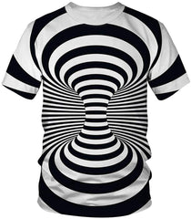3D Print T Shirt Fashion Graphic Tee Crewneck Short Sleeve T Shirts for Men Women Optical Illusion Vortex