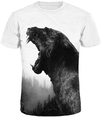 Unisex Casual 3D Wolf Head Pattern Printed Short Sleeve T Shirts Top Tees Leopard