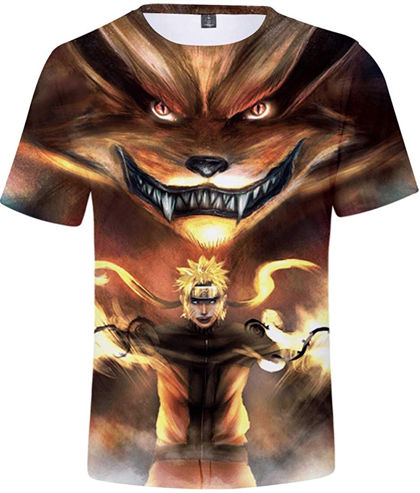 Unisex Novelty Tee Tops 3D Printed with The Japanese Anime Naruto T Shirts for Men Women Naruto&beast