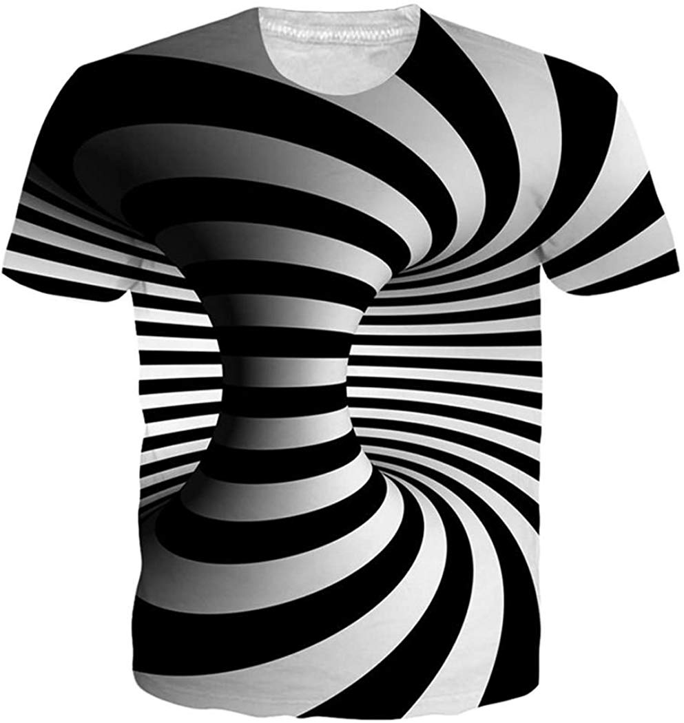 3D Print Shirt Hipster Unisex Men Women Clothing Tops Swag T Shirt Black and White