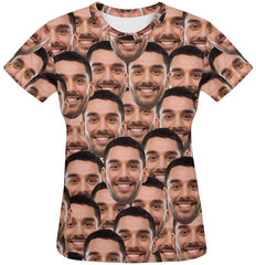 Custom Women's T Shirt with Faces Galaxy Personalized Print Short Sleeve Shirts Multi Faces 1