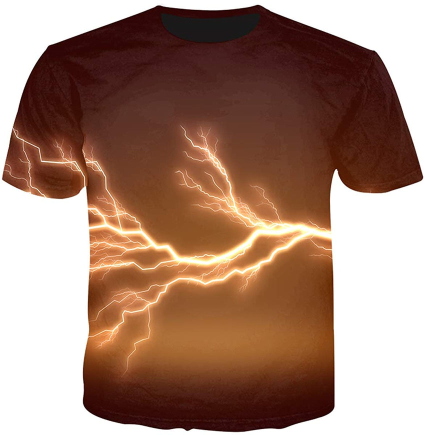 Unisex Flash Casual T Shirt Lightening 3D Printed Cool Crew Neck Parkour Tees Gold