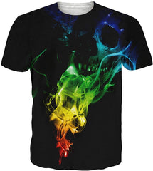 Unisex Casual 3D Print Animal Short Sleeve T Shirt Graphic Tees Smoke Skull