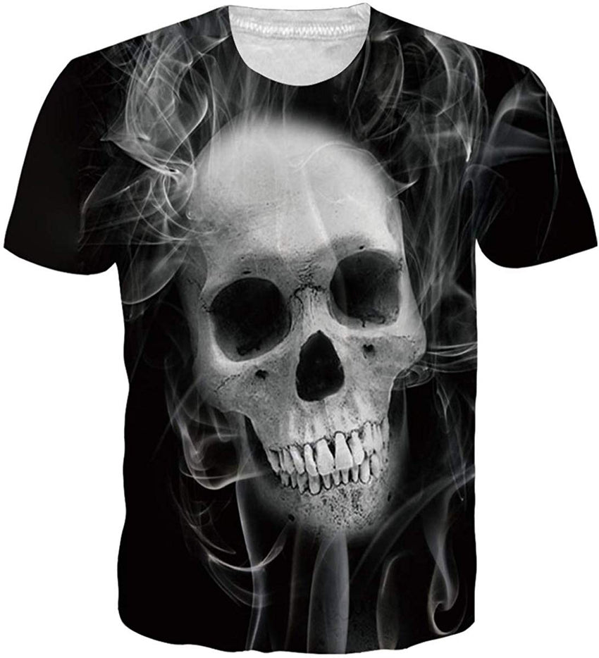 Unisex Cool Novelty 3D Graphic Print T Shirts Summer Short Sleeve Crewneck Tees Casual Tops Skull 3