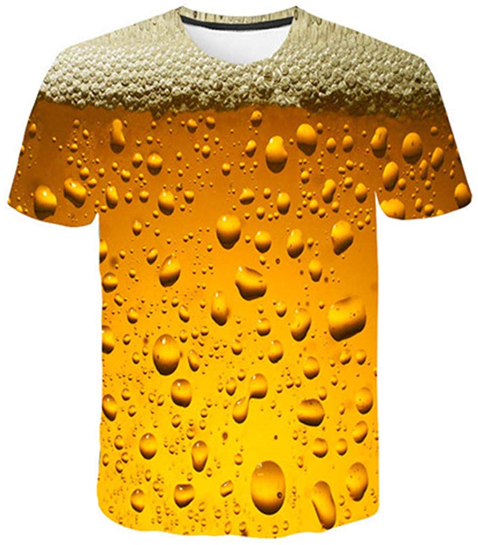 Summer Men's Clothing O Neck Clock Jacket Beer Short Sleeved 3D T Shirt Large Size 5XL Txx059