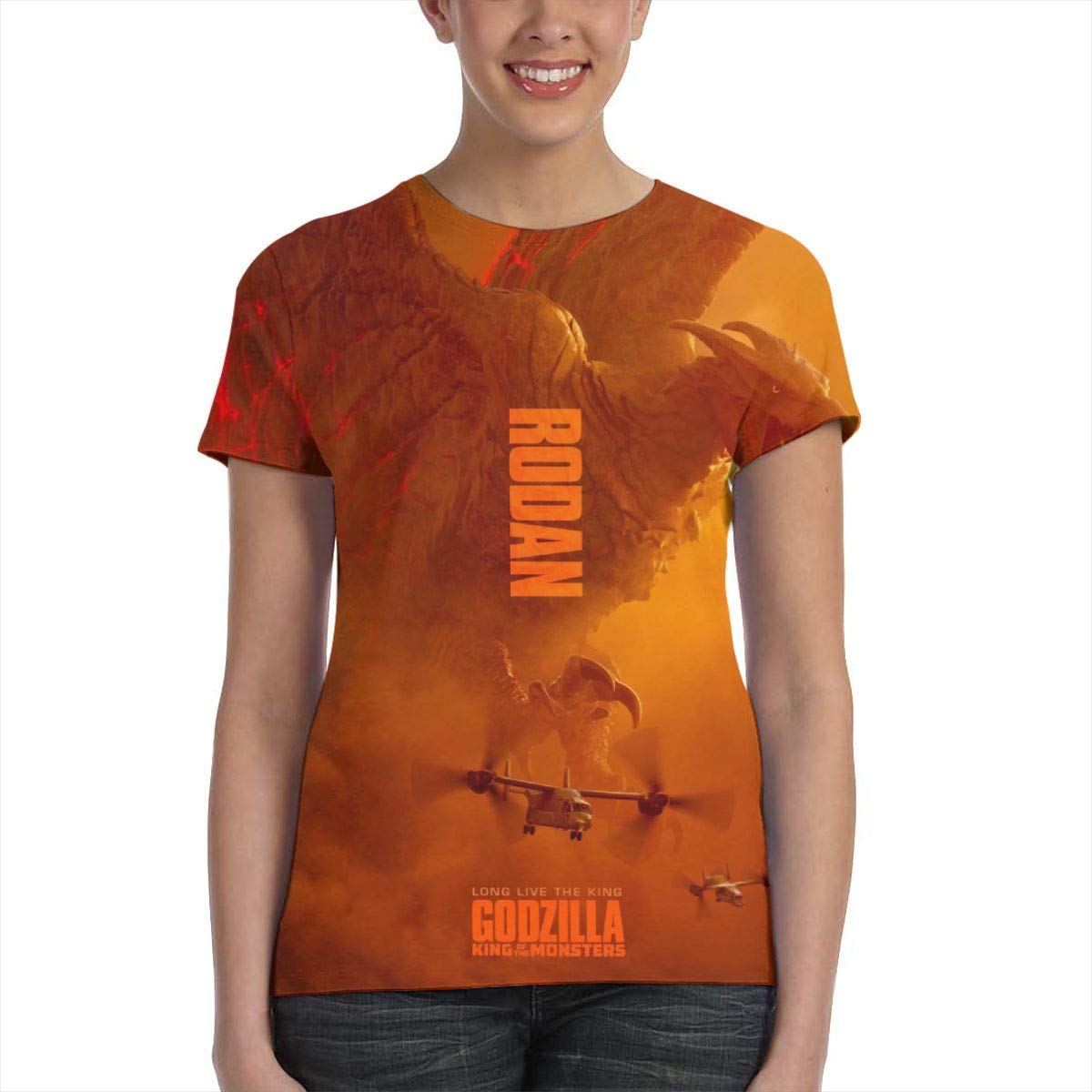 Womens God Zilla 2 King of Monsters 3D Printed Short Sleeves Shirt Godzi42