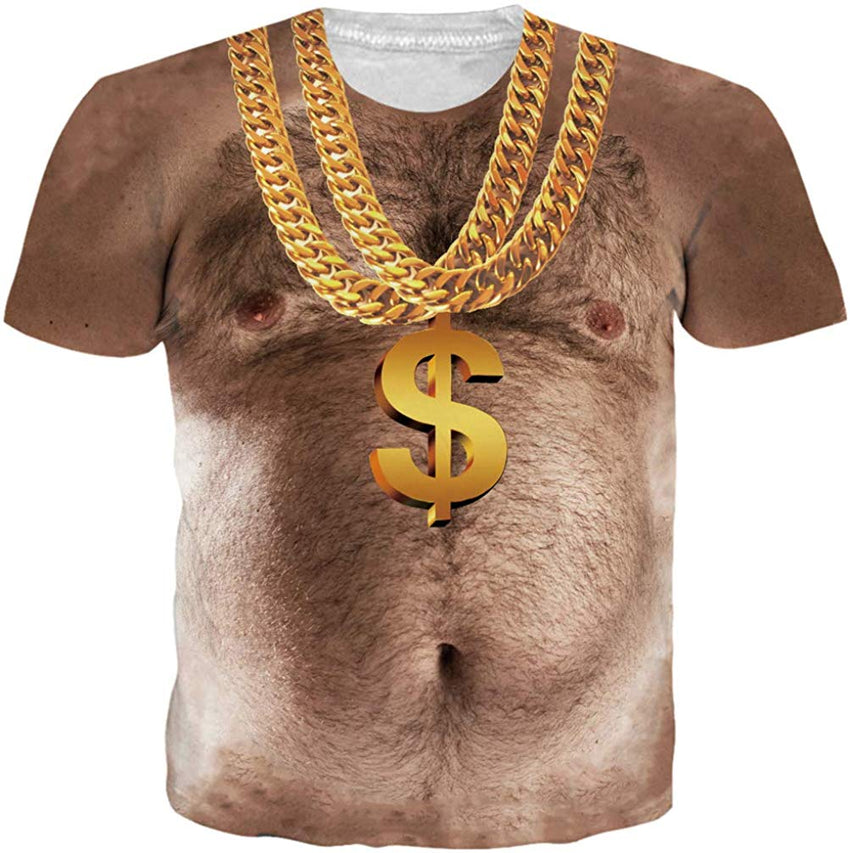 Unisex Short Sleeve 3D Digital Printed Personalized T Shirts Tees Chest Hair
