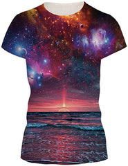 Women's 3D Print T Shirt Graphic Tee Novelty Casual Crew Neck Sunset 1