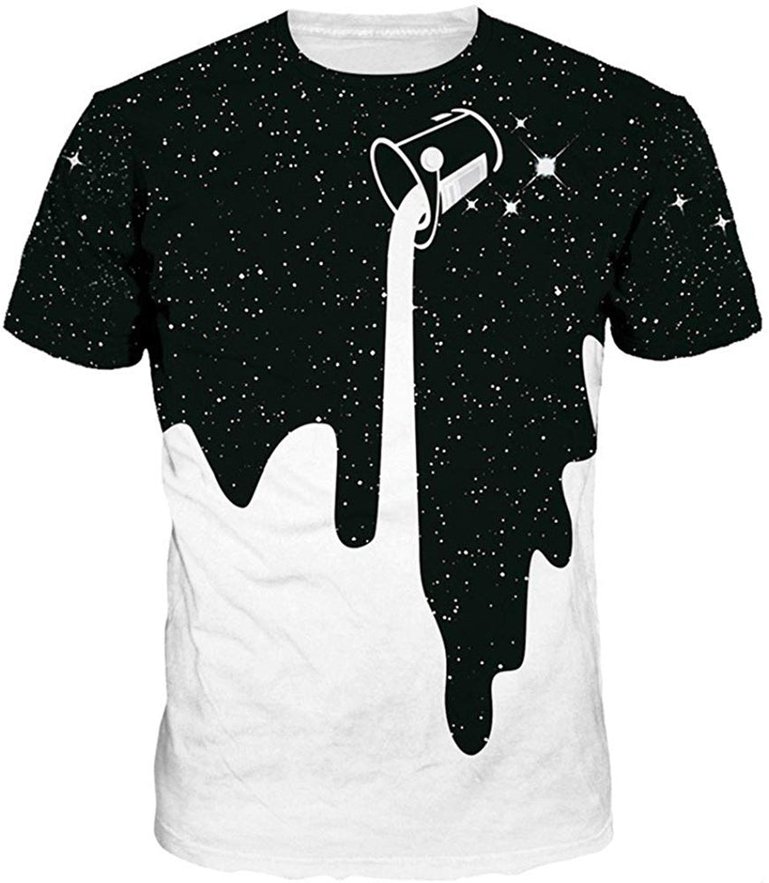 Unisex 3D Print Short Sleeve T Shirt Fashion Couple Tees Galaxy Milk