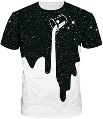 Unisex 3D Print Short Sleeve T Shirt Fashion Couple Tees Galaxy Milk