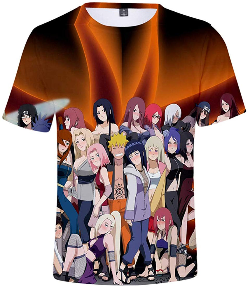 Unisex Novelty Tee Tops 3D Printed with The Japanese Anime Naruto T Shirts for Men Women Girls