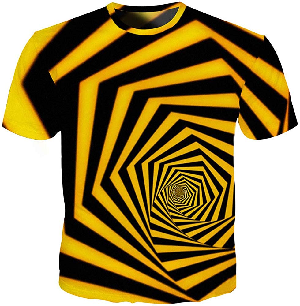 Unisex 3D Novelty Tshirts Men Graphic Funny Tees Printed Crewneck Short Sleeve Summer Top T Shirts Yellow Eddy