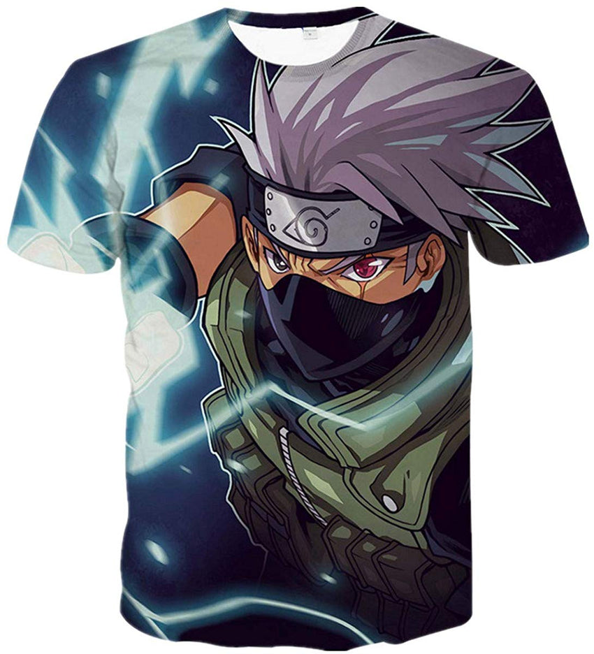 Men Naruto 3D Print Short Sleeve Pullover Regular Fit T Shirt Color 2