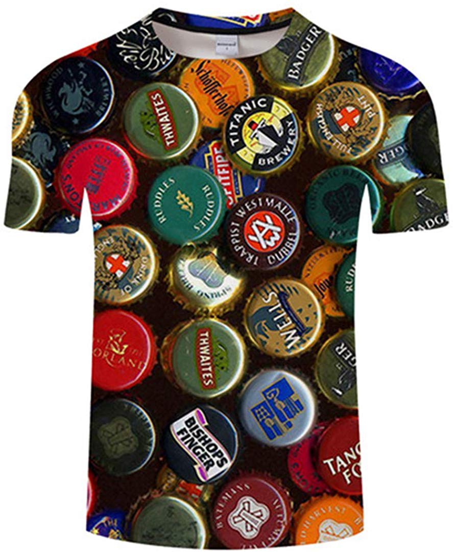 Summer Men's Clothing O Neck Clock Jacket Beer Short Sleeved 3D T Shirt Large Size 5XL Txkh3072