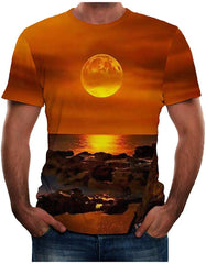 Men Summer New Full 3D Printed T Shirt Plus Size S 3XL Cool Printing Top Blouse Yellow