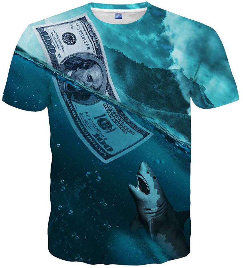 Unisex Casual 3D Print Short Sleeve T Shirt Tees Blue 49
