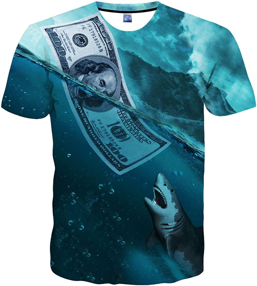 Unisex 3D Printed Short Sleeve Top T Shirts Blue23