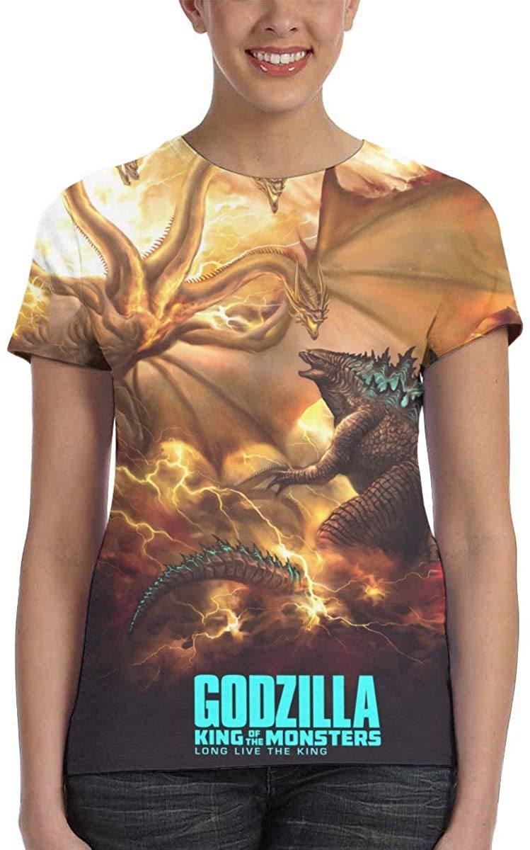 Womens God Zilla 2 King of Monsters 3D Printed Short Sleeves Shirt Godzi15