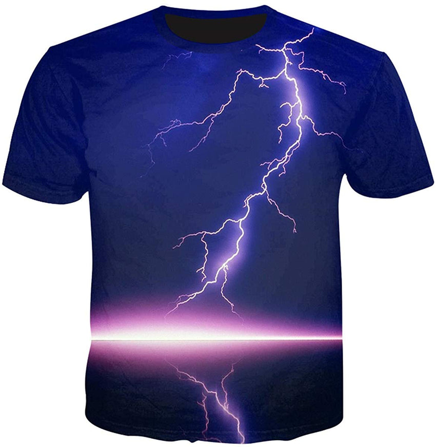 Unisex Flash Casual T Shirt Lightening 3D Printed Cool Crew Neck Parkour Tees Dark Purple 1