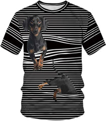 Unisex T Shirt 3D Pattern Print Novelty Short Sleeve Sports Fitness Summer Tee Window Dog b
