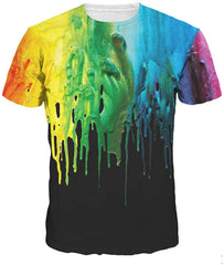 Sanatty Unisex Womens Mens Summer T Shirts Graphic 3D Galaxy T Shirts Tops Couple Tees Black Paint