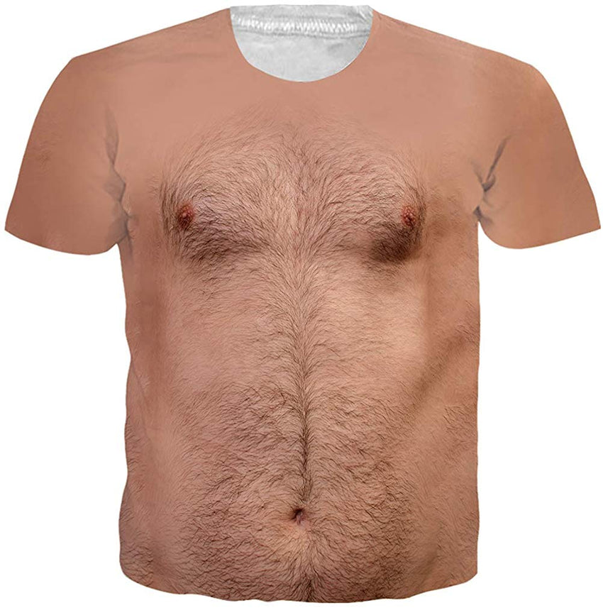 Unisex 3D Printed Funny T Shirts Casual Cool Summer Short Sleeve Tees 2019 Hairy Chest