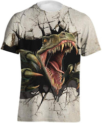 Men's Personality 3D Printed T Shirt,Dinosaur,Piranha,Dog,Elephant,Printing Short Sleeve Fashion Tee Dinosaur Color