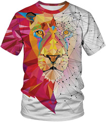 Unisex Men Women Stylish 3D Printed Graphic Short Sleeve T Shirts Tops Watercolor Lion 1