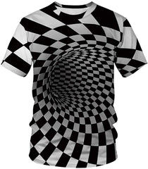 3D Print T Shirt Fashion Graphic Tee Crewneck Short Sleeve T Shirts for Men Women Grid Vortex
