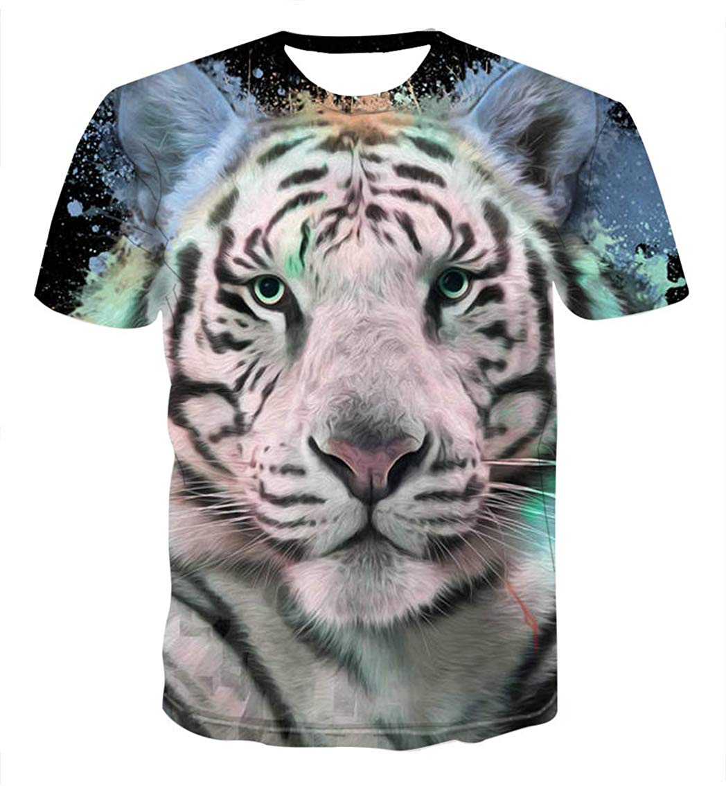 Fashion Mens 3D Digital Printed Design Pattern T Shirts Top Tees Tiger