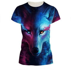 Novelty Shirts 3D Printed Short Sleeve Colorful T Shirt Fashion Couple Tees Color Wolf