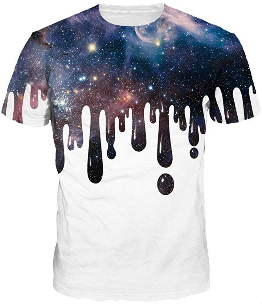 Unisex 3D Print Short Sleeve T Shirt Tees Tops For Men Women S 3Xl Galaxy White Paint
