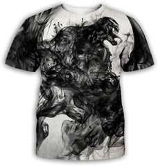 Ahegao Printed T Shirt 3D Printed Short Sleeve Venom Unisex Vt 04 tx