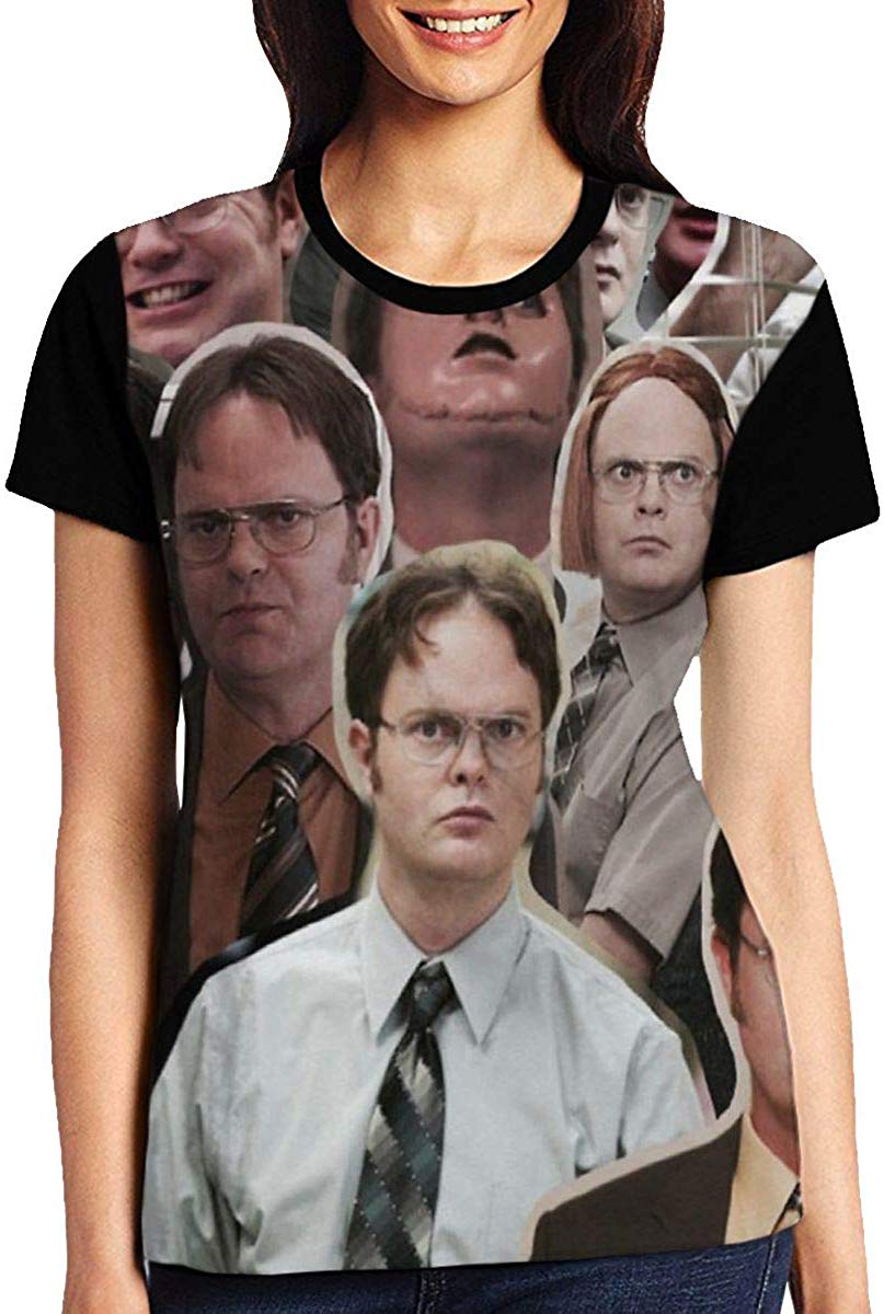 Womens 3D Digital Printed Post Malone Collage Short Sleeve T Shirts Tees Dwight Schrute1