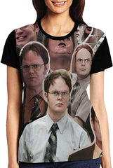 Womens 3D Digital Printed Post Malone Collage Short Sleeve T Shirts Tees Dwight Schrute1