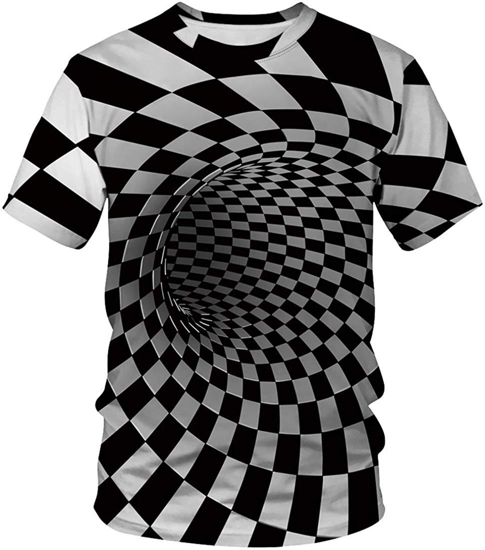 Unisex T Shirt 3D Pattern Print Novelty Short Sleeve Sports Fitness Summer Tee Vortex Grid b
