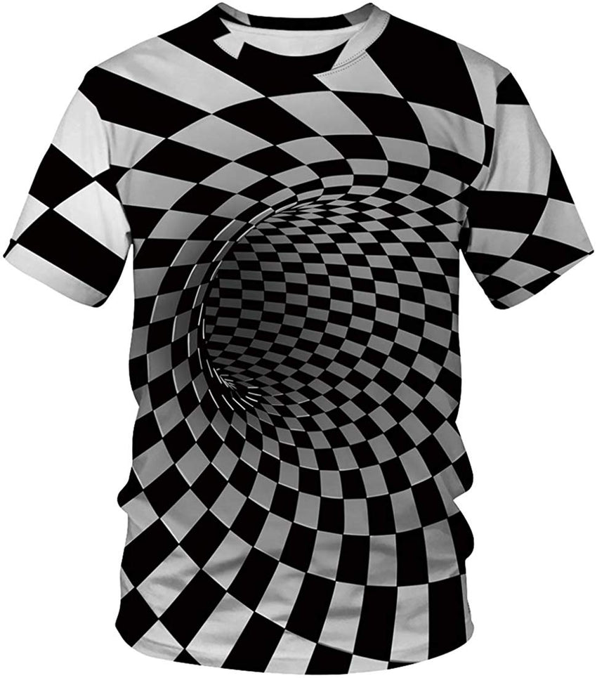 Unisex T Shirt 3D Pattern Print Novelty Short Sleeve Sports Fitness Summer Tee Vortex Grid b