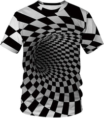 Unisex T Shirt 3D Pattern Print Novelty Short Sleeve Sports Fitness Summer Tee Vortex Grid b