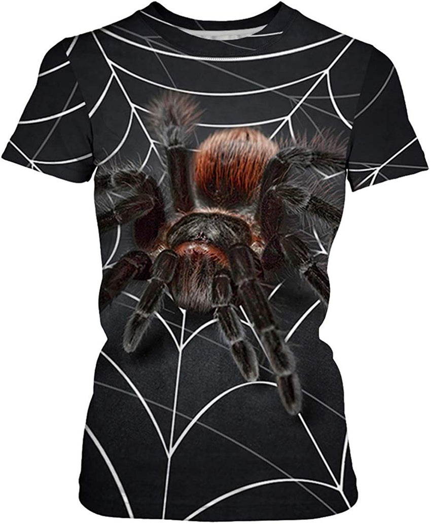 Women Summer T Shirt 3D Pattern Print Funny Short Sleeve Tee Couple Shirt Huge Spider c