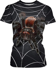 Women Summer T Shirt 3D Pattern Print Funny Short Sleeve Tee Couple Shirt Huge Spider c