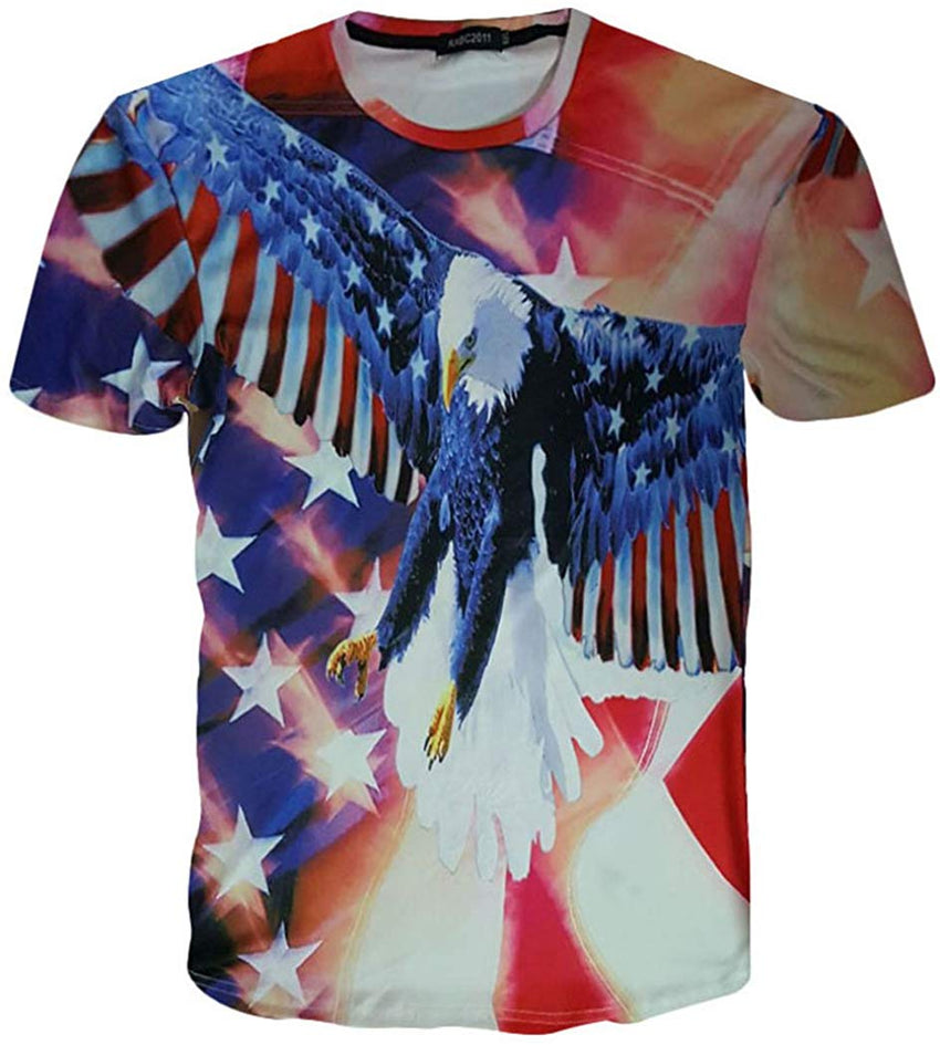 3D Print Shirt Hipster Unisex Men Women Clothing Tops Swag T Shirt Eagle American Flag