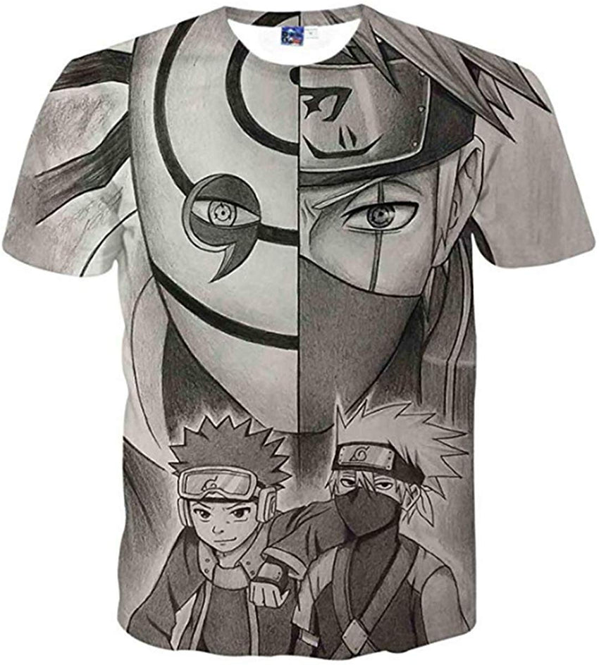 Men Naruto 3D Print Short Sleeve Pullover Regular Fit T Shirt Color 7