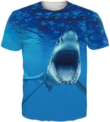 Unisex Short Sleeve 3D Digital Printed Personalized T Shirts Tees Shark