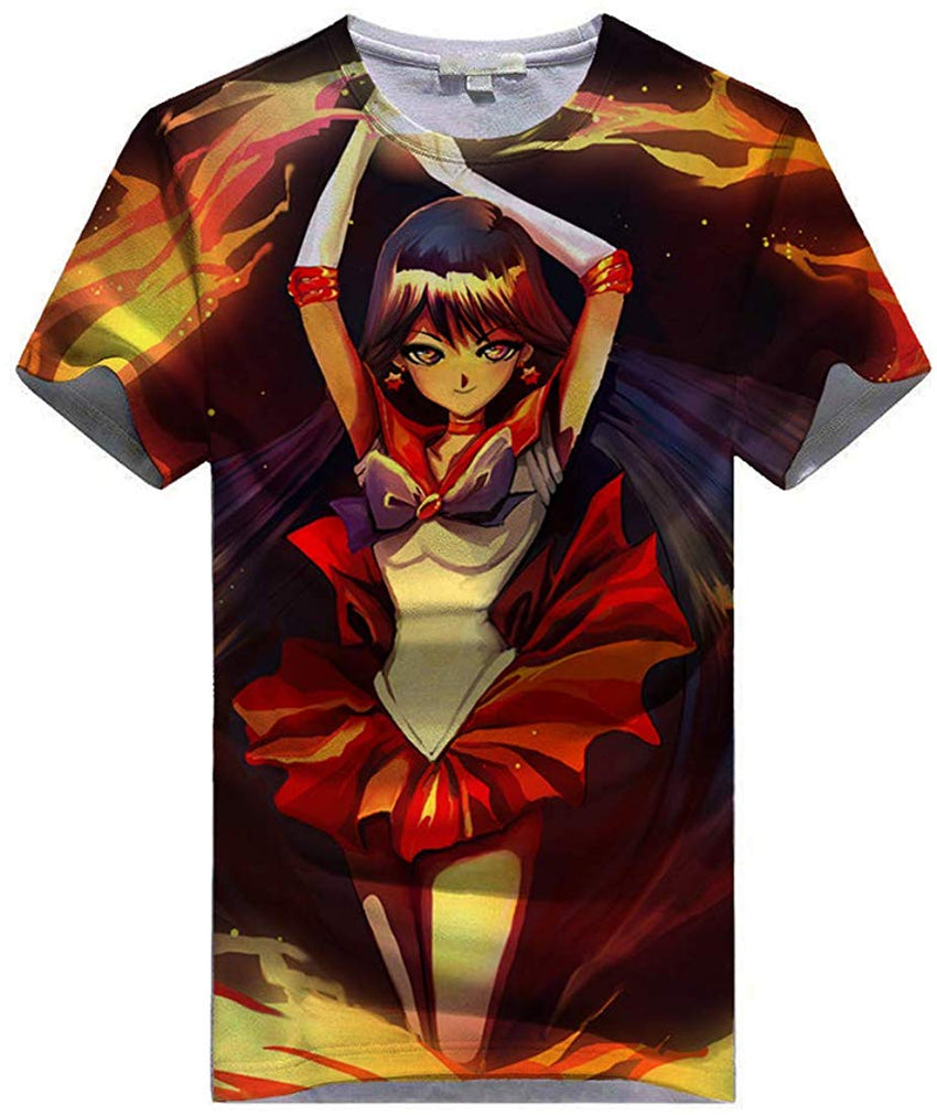 Women Sailor Moon 3D Graphic T Shirt Casual Top Sailor Mars1