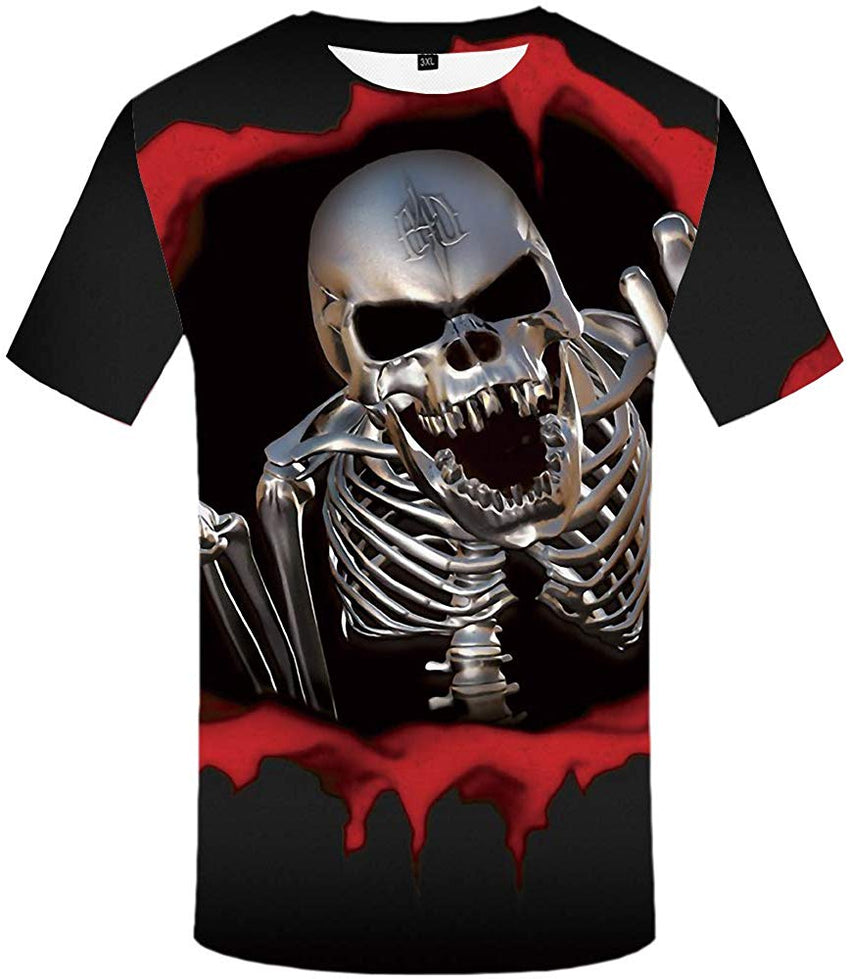 Unisex 3D Shirts for Men Skull USA Shirt Ugly Pattern Short Sleeve Top Tee Crazy Skull Shirt