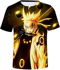 Unisex Novelty Tee Tops 3D Printed with The Japanese Anime Naruto T Shirts for Men Women Golden Hair
