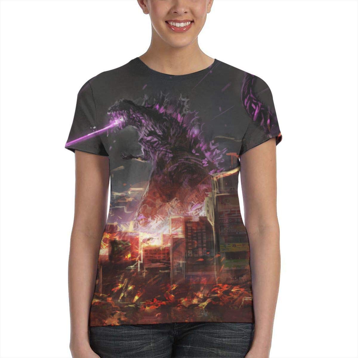 Womens God Zilla 2 King of Monsters 3D Printed Short Sleeves Shirt Godzi5