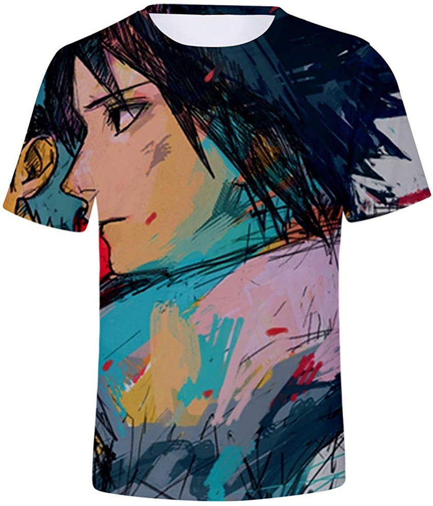 Unisex Novelty Tee Tops 3D Printed with The Japanese Anime Naruto T Shirts for Men Women Blue Pink