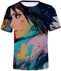 Unisex Novelty Tee Tops 3D Printed with The Japanese Anime Naruto T Shirts for Men Women Blue Pink